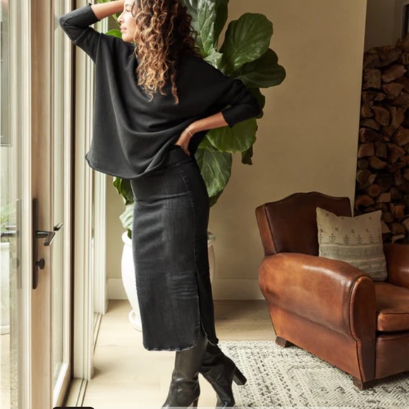 Frank and Eileen Unforgettable Donegal Italian Performance Denim Midi Skirt - Picture 1 of 9
